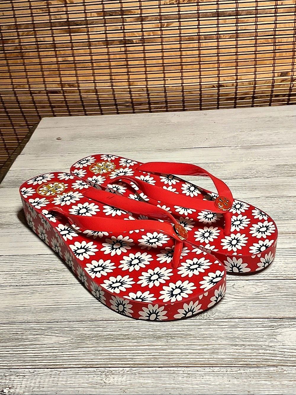 Tory Burch Nantucket Wedge Flip Flop Red & White